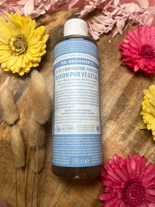 DR BRONNER'S SAVON VEGETALE NON PARFUME POUR  BEBE 240ML